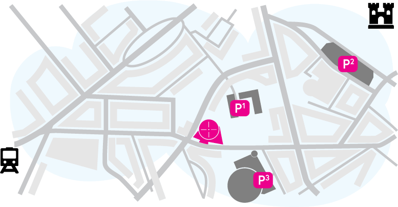 Map showing parking locations close to the EICC