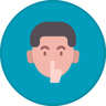 Symbol showing a person with their finger to their lips