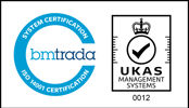 2021 ISO14001 White UKAS Systemcert Logo