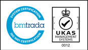 2021 ISO9001 White UKAS Systemcert Logo